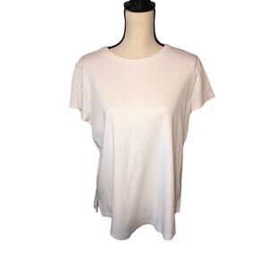 Isaac Mizrahi White T-Shirt Size XL Short Sleeves Swing Top Pima Cotton Tee